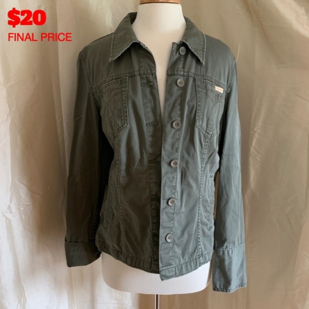Calvin Klein Green Khaki Distress Jacket